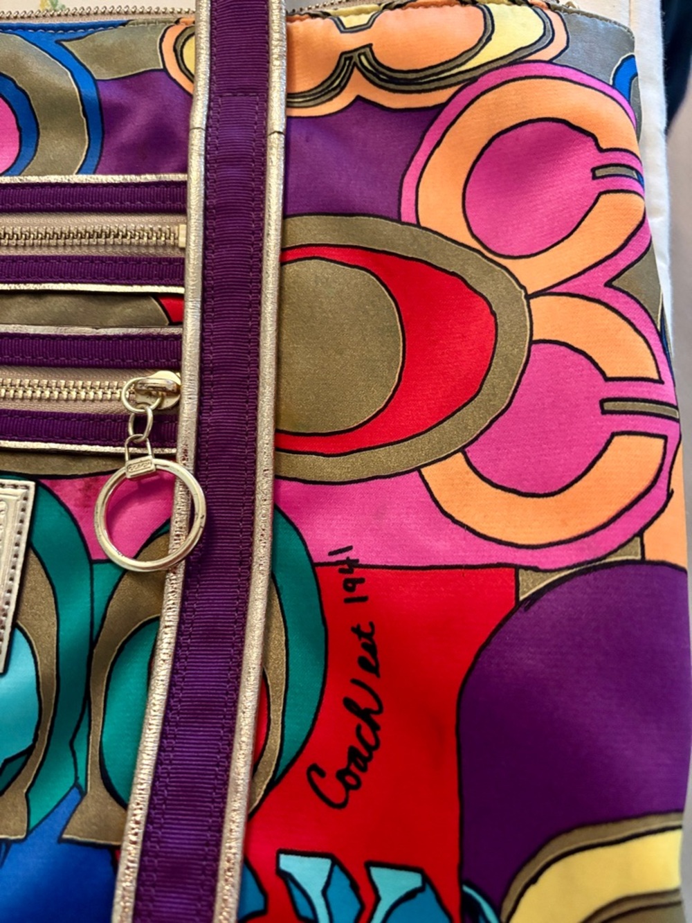 Coach Poppy C Glamour Limited Edition Large Tote Bag - 14365 Multi-Color - Picture 4 of 15